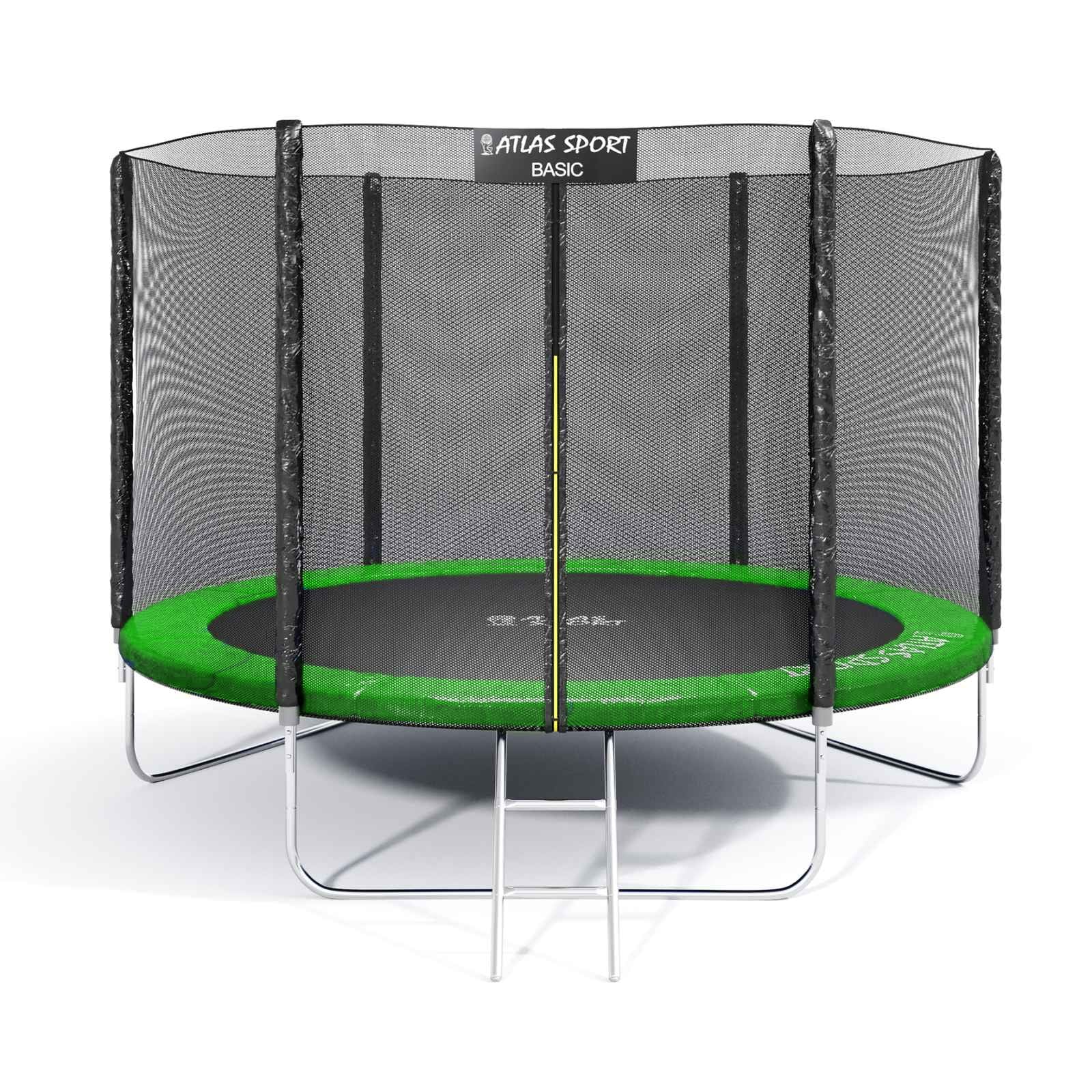 Батут Atlas Sport 312 см (3 ноги) с внешней сеткой и лестницей (10ft ...